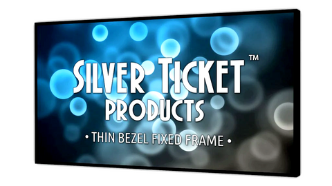 S7-169106-2GS Silver Ticket Products Thin Bezel, 106" Diagonal, 16:9 Cinema Format, 4K Ultra HD Ready, HDTV (6 Piece Fixed Frame) Projector Screen, Solid Grey Material