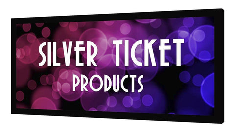 USED ACCEPTABLE STR-169100-HC Silver Ticket Products, CLEARANCE 100" Diagonal, 16:9 Cinema Format, 4K / 8K Ultra HD & HDR Ready, (6 Piece Fixed Frame) Projector Screen, High Contrast Grey Material
